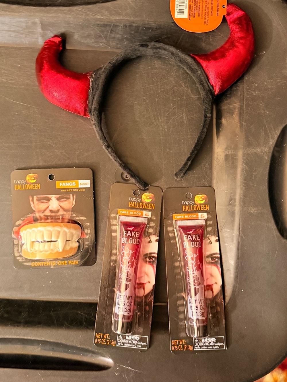 Red Devil Costume Set x4 NEW Horn Headband Blood Halloween Horror Women Girls
